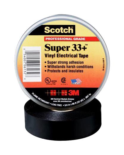 3M 33+SUPER (3/4X20FT) ELECTRICAL INSUL TAPE, PVC, 20FT X 0.75" - Image 2