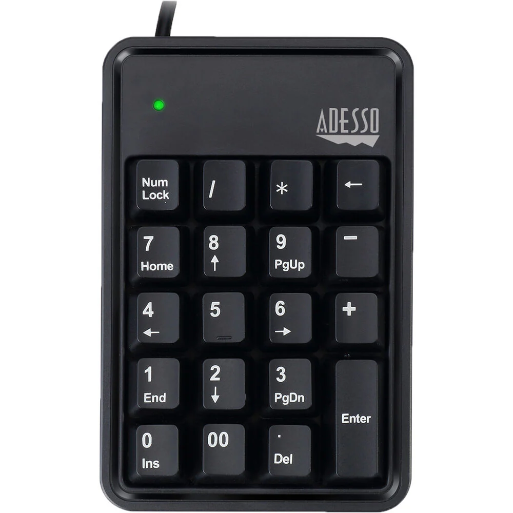 Adesso AKB-600HB 19-Key Mechanical Keypad with 3-Port USB Hub (Black) - Image 2