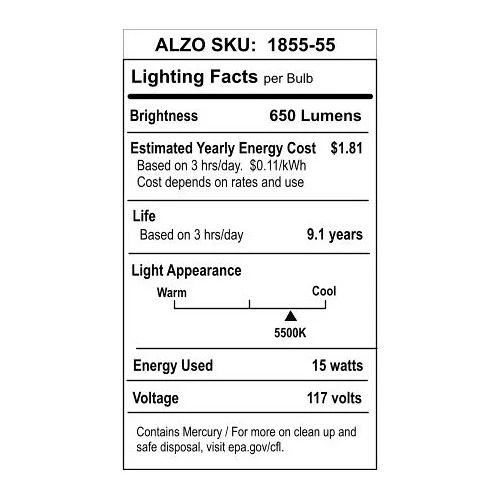 ALZO Joyous Light Full Spectrum CFL Light Bulb (15W, 120V) - Image 3
