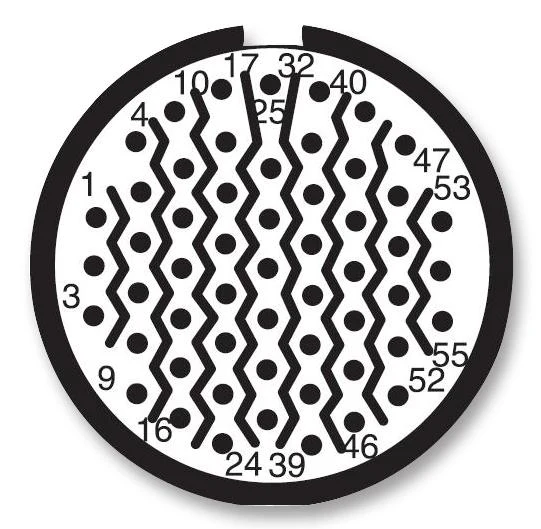AMPHENOL AEROSPACE CTVS06RF-17-35PA-506 Circular Connector, CTV Series, MIL-DTL-38999 Series III, Straight Plug, 55 Contacts, Crimp Pin - Image 2