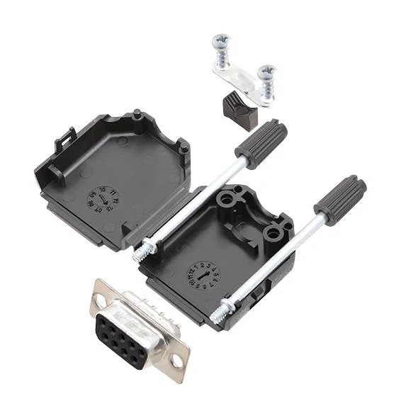 Amphenol ICC (COMMERCIAL PRODUCTS) L17DPPK09-BK+L77SDE09S D Sub Connector With Backshell DB9 9 Contacts Receptacle Solder DE L17DPPK-BK Series