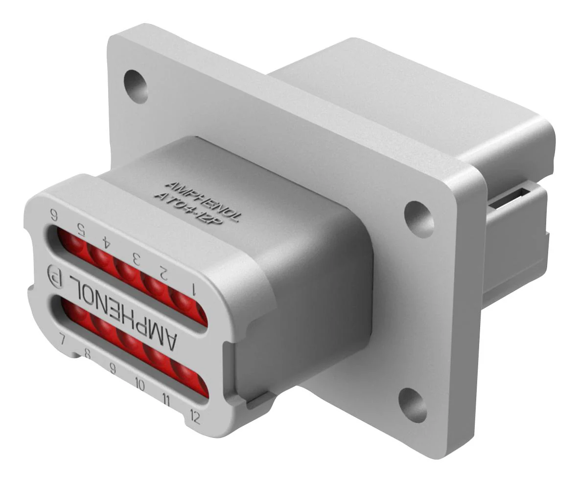 Amphenol SINE/TUCHEL AT04-12PA-BL05 12 Position Receptacle Flange Mount Connector PIN Gray Keyed A Enhanced KEY With Endcap 98AC8296 - Image 2
