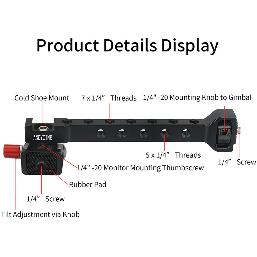 ANDYCINE Adjustable Monitor Mount for Zhiyun-Tech CRANE 3 & WEEBILL S/LAB - Image 2