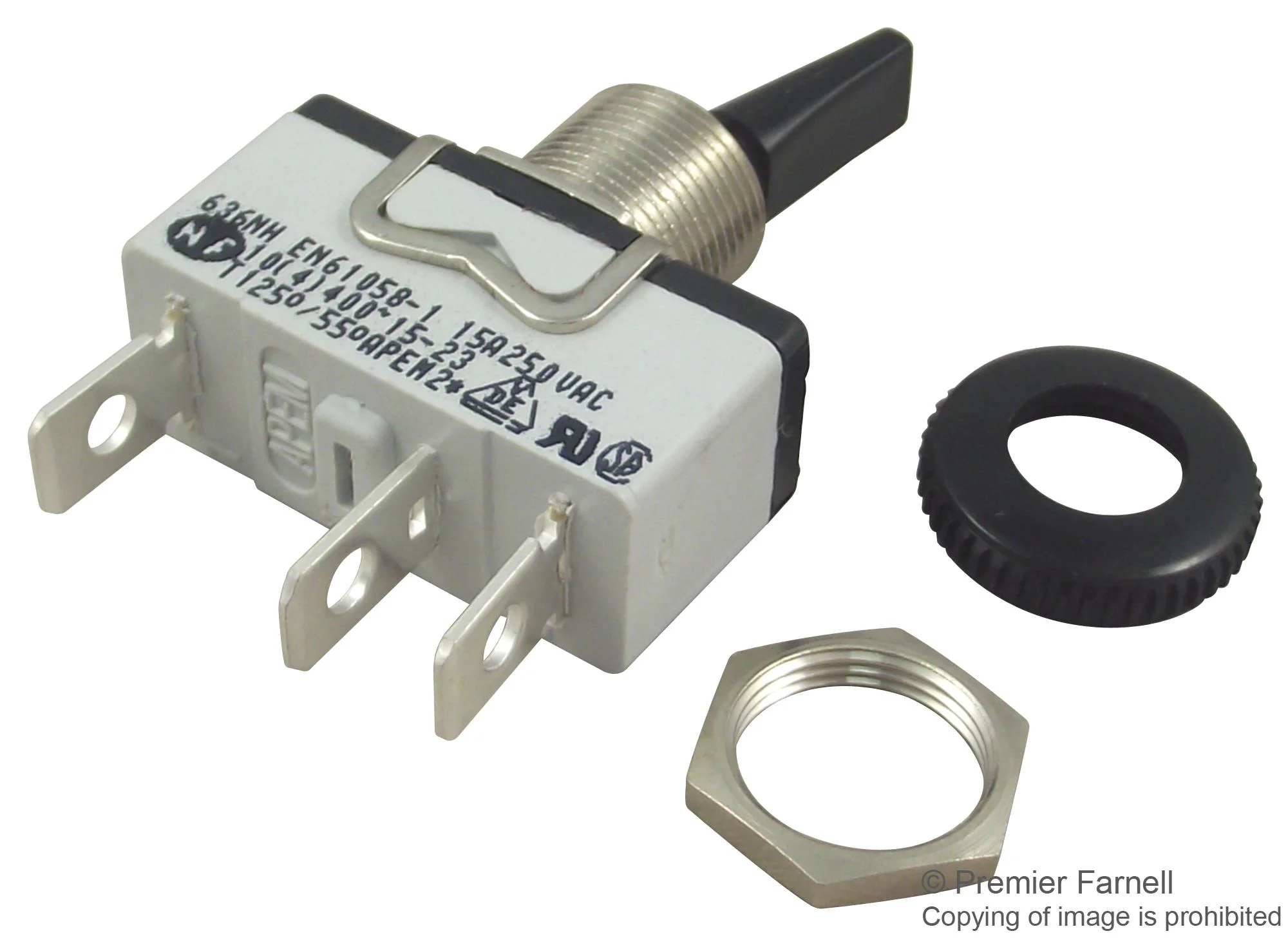 Apem 636NH/2 636NH/2 Toggle Switch On-On Spdt Non Illuminated 600 Panel Mount 15 A - Image 2