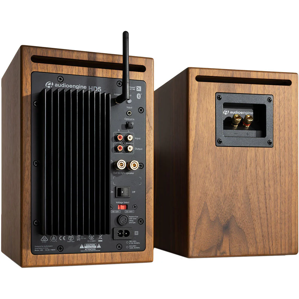 Audioengine HD5 2-Way Active Wireless Bookshelf Speakers (Real Wood Veneer Walnut, Pair) - Image 3
