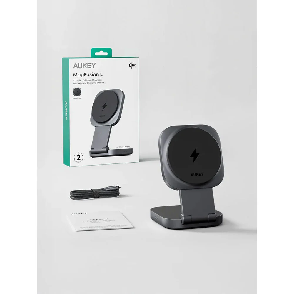 AUKEY LC-MC211 MagFusion 2-in-1 Qi2 Wireless Charging Station - Image 2