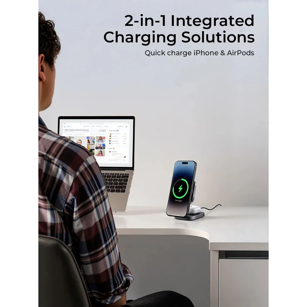 AUKEY LC-MC211 MagFusion 2-in-1 Qi2 Wireless Charging Station - Image 7