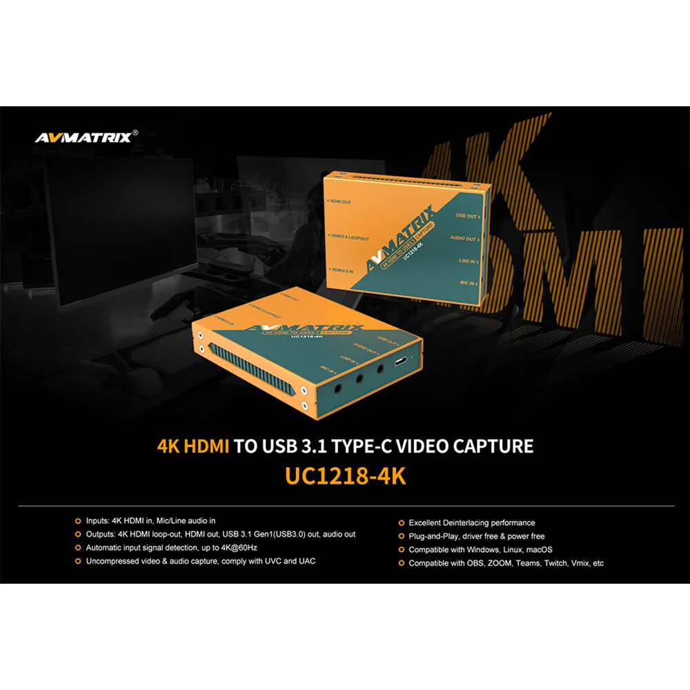 AVMATRIX 4K HDMI to USB-C 3.1 Video Capture Device - Image 6