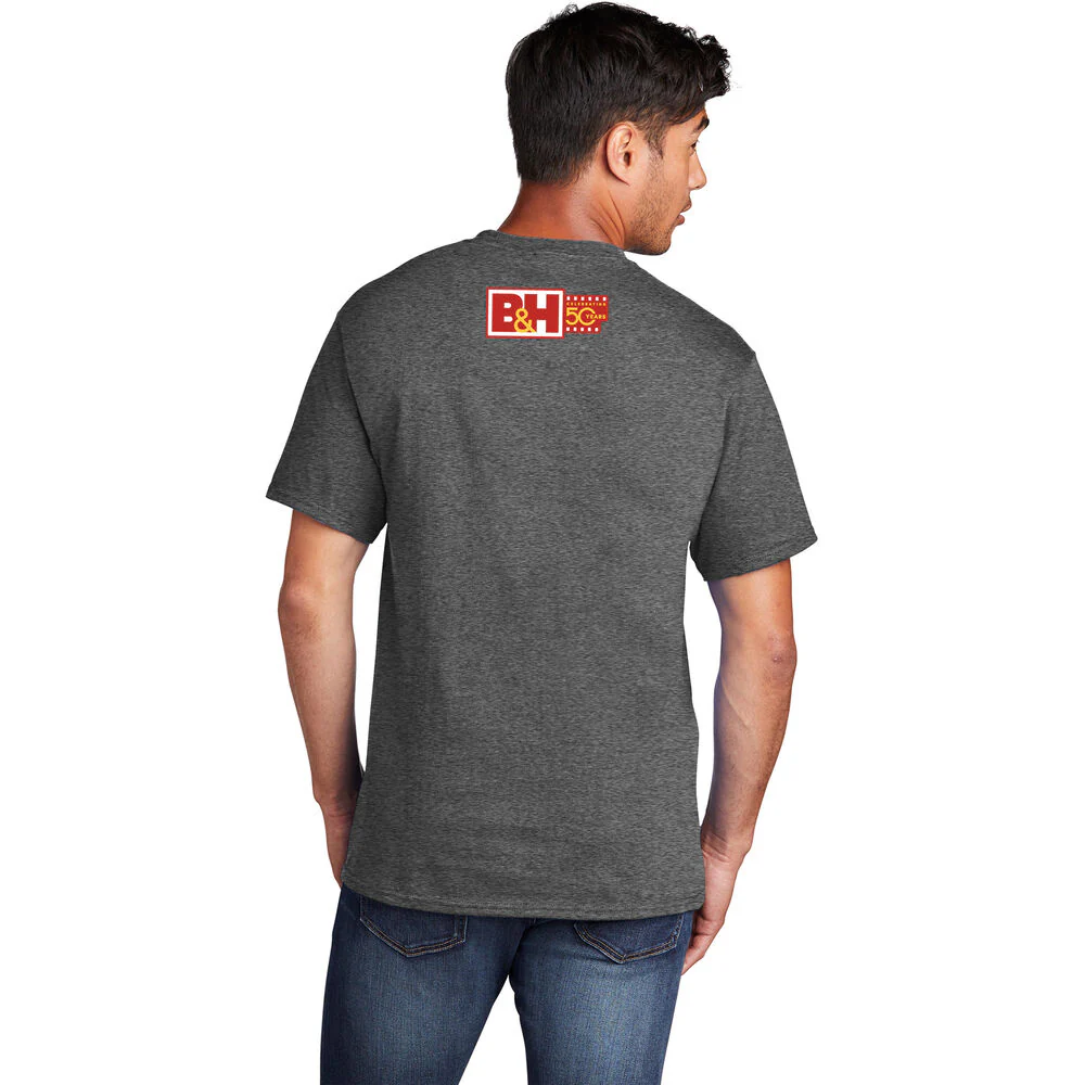 B&H Photo Video Commemorative T-Shirt with Mode Dial & B&H Logo Graphics (Dark Heather Gray, Medium, Special 50th Anniversary Edition) - Image 2