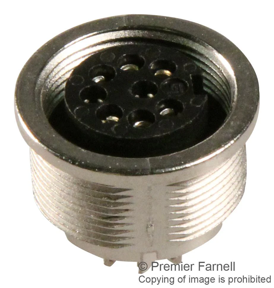 Binder 09 0174 00 08 09 08 Circular Connector 723 Series Panel Mount Receptacle 8 Contacts Solder Socket Brass Body - Image 5