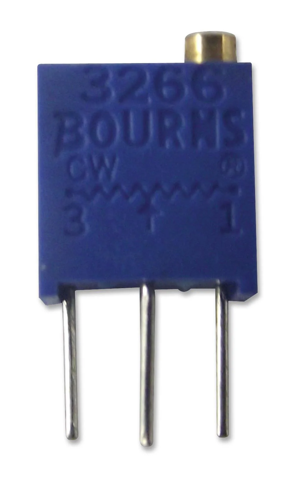 BOURNS 3266W-1-501LF Trimmer Potentiometer, 500 ohm, 250 mW, � 10%, Trimpot 3266 Series, 12 Turns, Through Hole