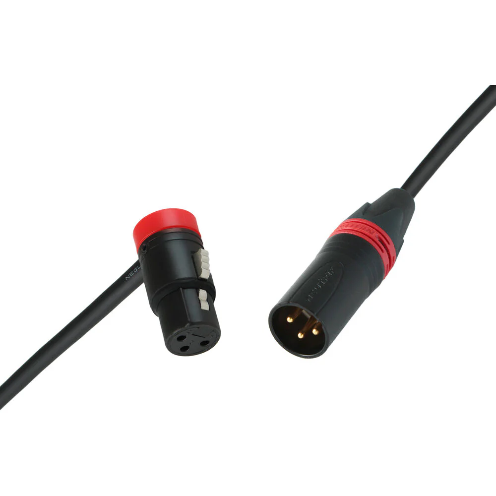 Cable Techniques Low-Profile Right-Angle XLR Female to Straight XLR Male Stage & Studio Mic Cable (Red Ring/Cap, 6') - Image 2