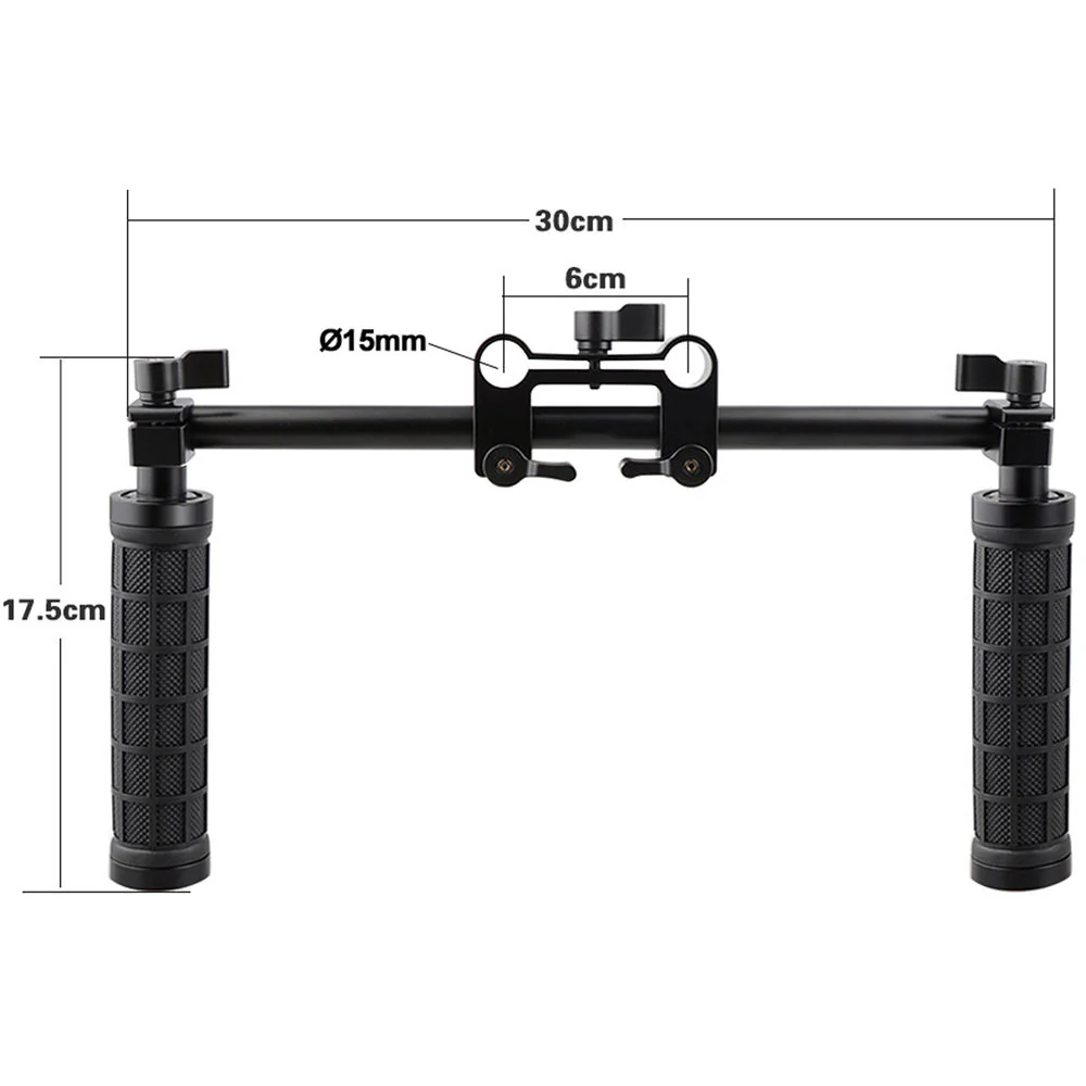 CAMVATE 15mm Rod and Rod Clamp with Two Handgrips Support Kit (Black Levers) - Image 4