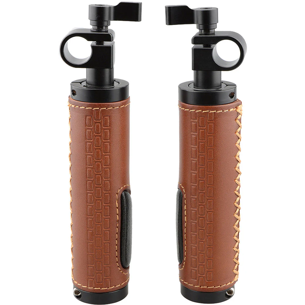 CAMVATE 15mm Rod Clamp Leather Handle Grip for DSLR Camera Rod System (2-Pack) - Image 2