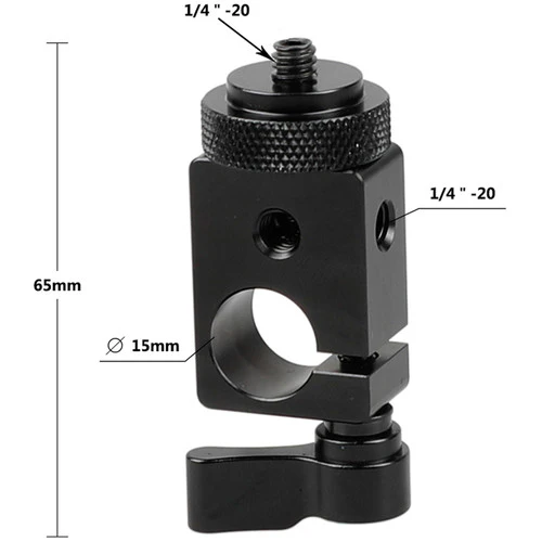 CAMVATE 15mm Single Rod Clamp with 1/4"-20 Screw Mount Adapter (Black Lever) - Image 4