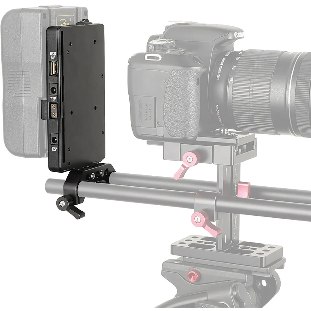 CAMVATE Quick Release V-Mount Battery Plate with Power Outputs & 15mm Rod Clamp - Image 3