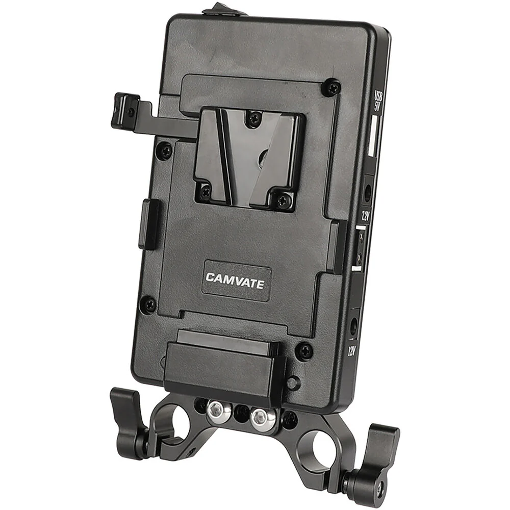 CAMVATE Quick Release V-Mount Battery Plate with Power Outputs & 15mm Rod Clamp - Image 5