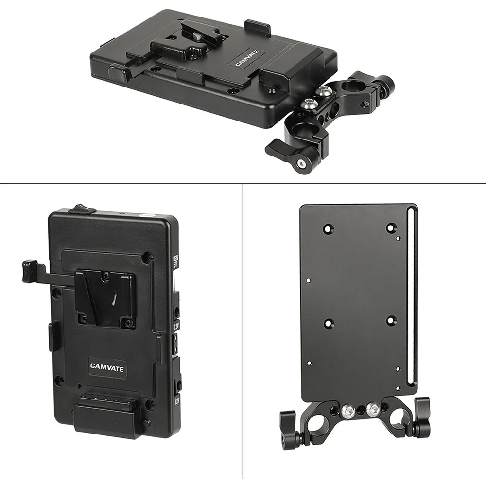 CAMVATE Quick Release V-Mount Battery Plate with Power Outputs & 15mm Rod Clamp - Image 6