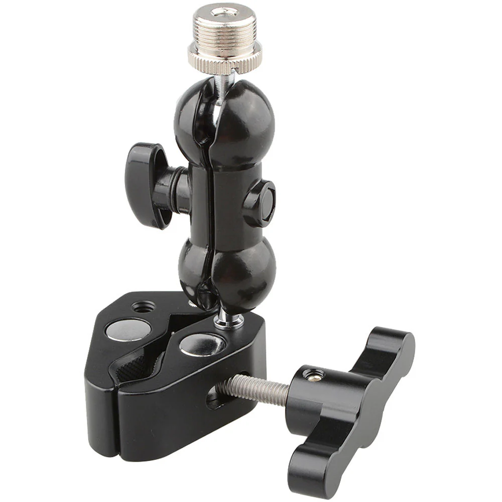 CAMVATE Super Clamp With 5/8"-27 Screw Double Ball Head Mount For Microphone (Black T-Handle) - Image 3