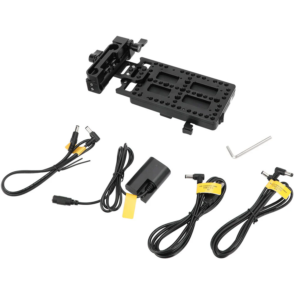 CAMVATE V-Mount Battery Plate Power Supply Splitter with Tilt-Adjustable 15mm Rod Mount - Image 5