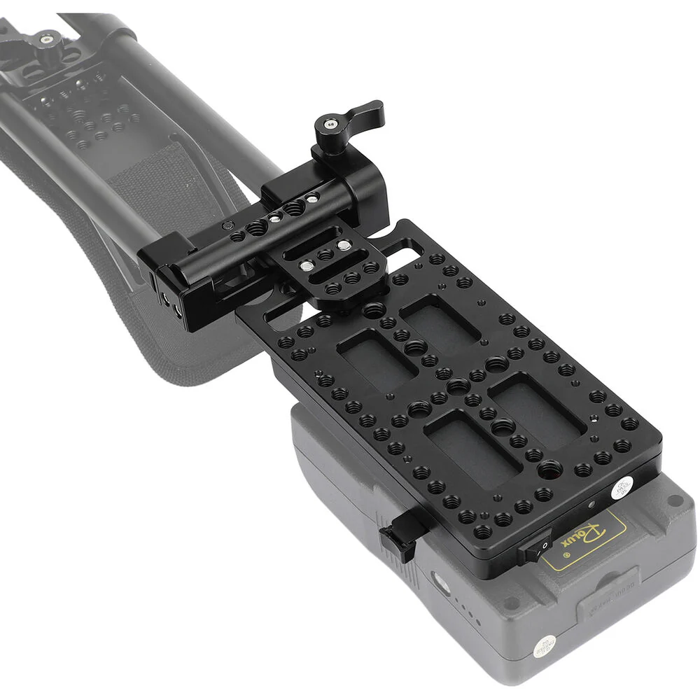 CAMVATE V-Mount Battery Plate Power Supply Splitter with Tilt-Adjustable 15mm Rod Mount - Image 6