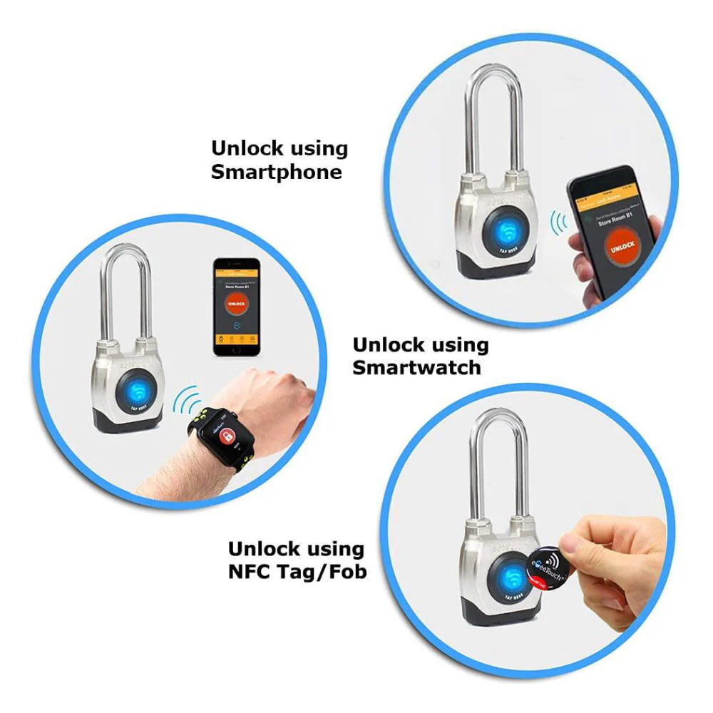 eGeeTouch Outdoor Smart Padlock (4th Gen, Long Shackle) - Image 3