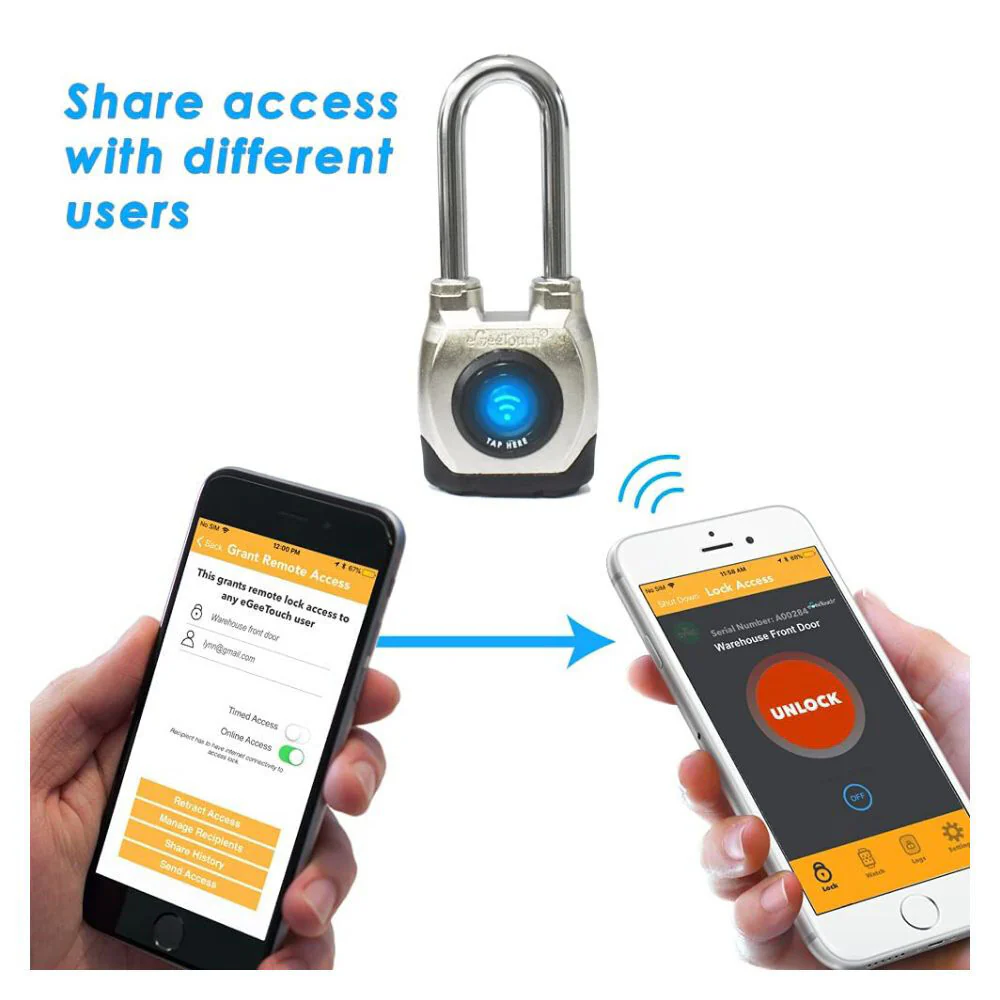 eGeeTouch Outdoor Smart Padlock (4th Gen, Long Shackle) - Image 4