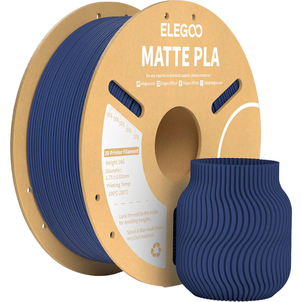 ELEGOO 1.75mm PLA Matte Filament Spool (1kg, Navy Blue) - Image 2