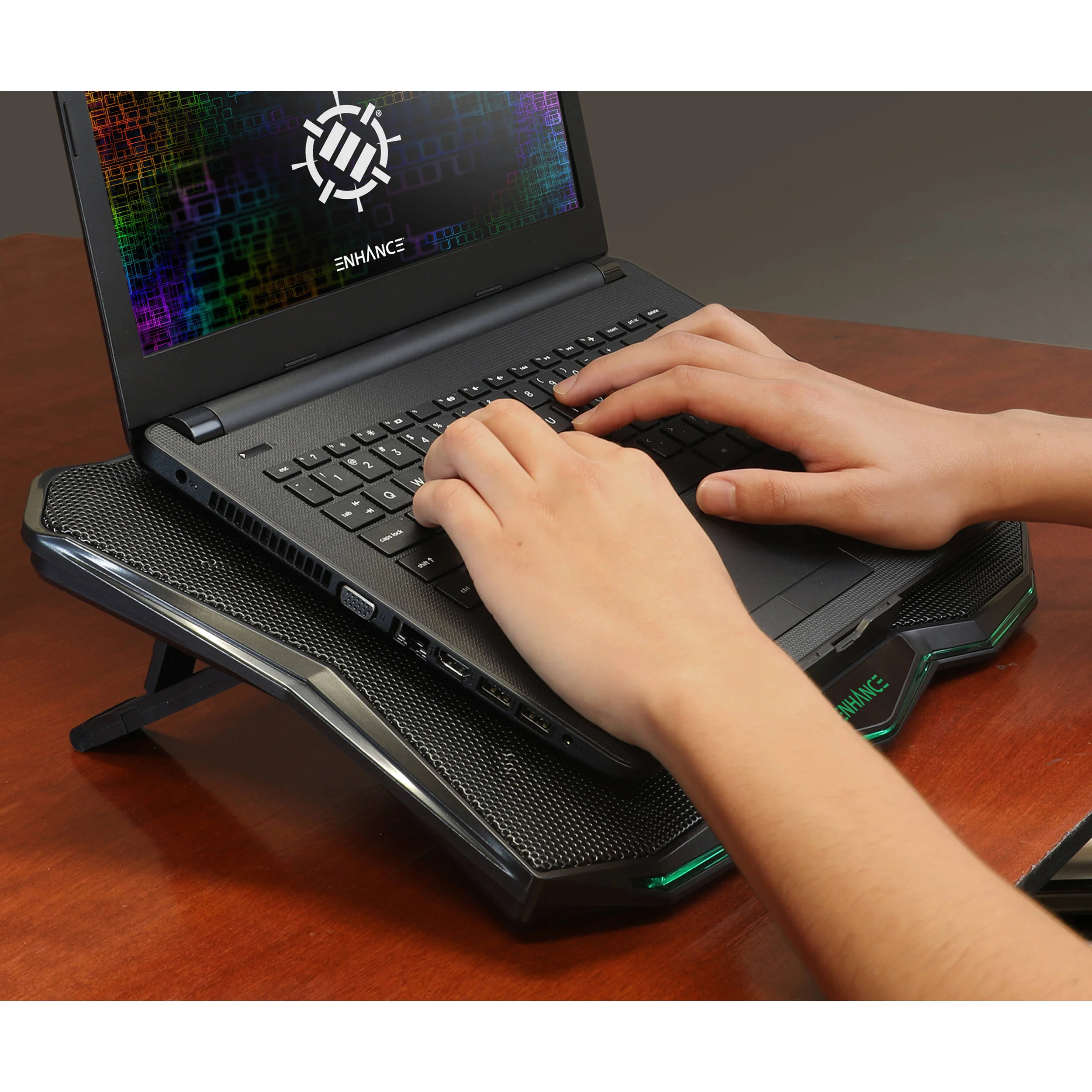 Enhance Cryogen 5 Laptop Cooling Stand (Green LED) - Image 3