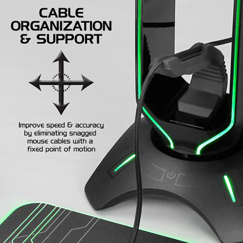 Enhance RGB Gaming Headset Stand with Mouse Bungee and USB Hub - Image 3