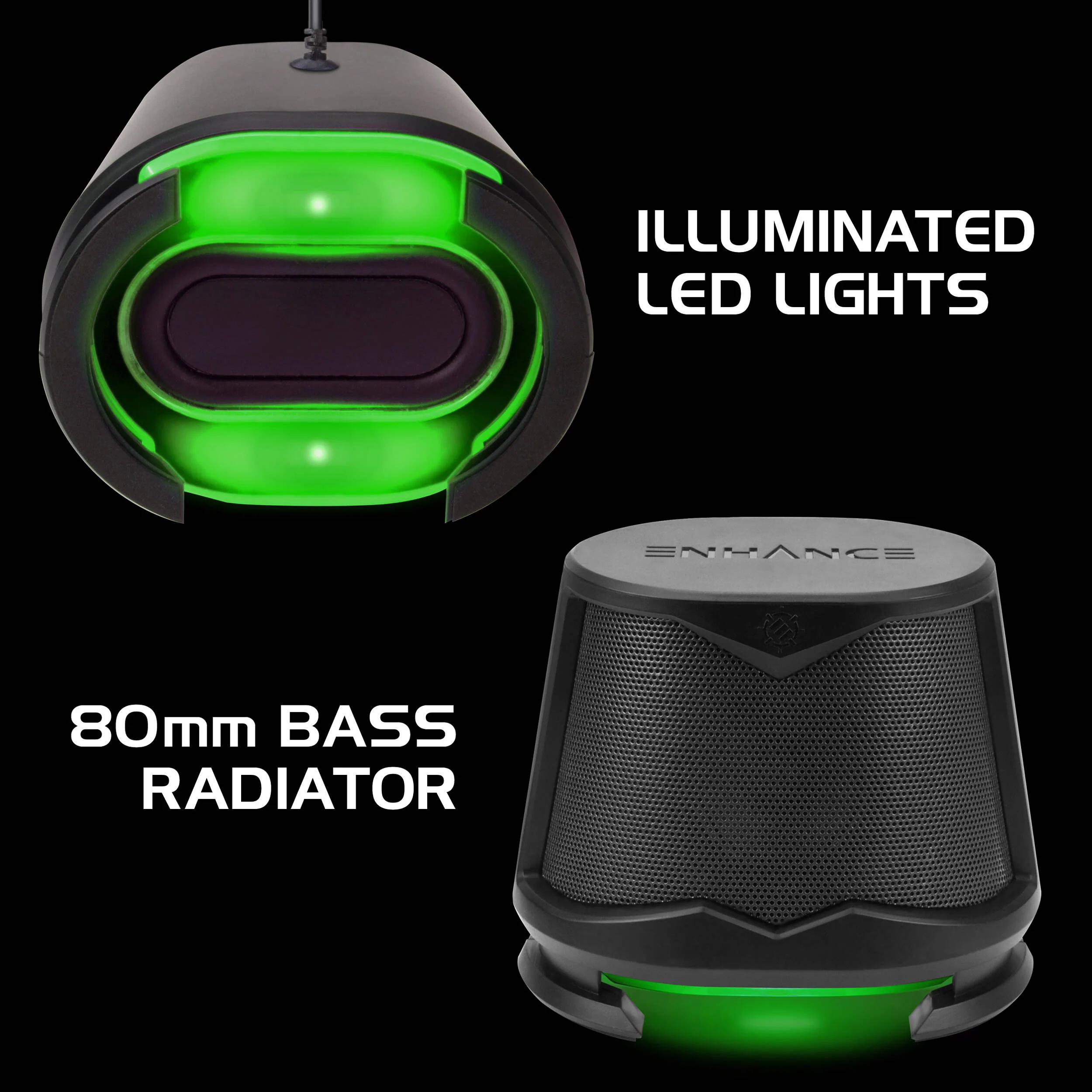 Enhance SB2 2.0 High Excursion Computer Speakers with LED Lights (Green) - Image 2