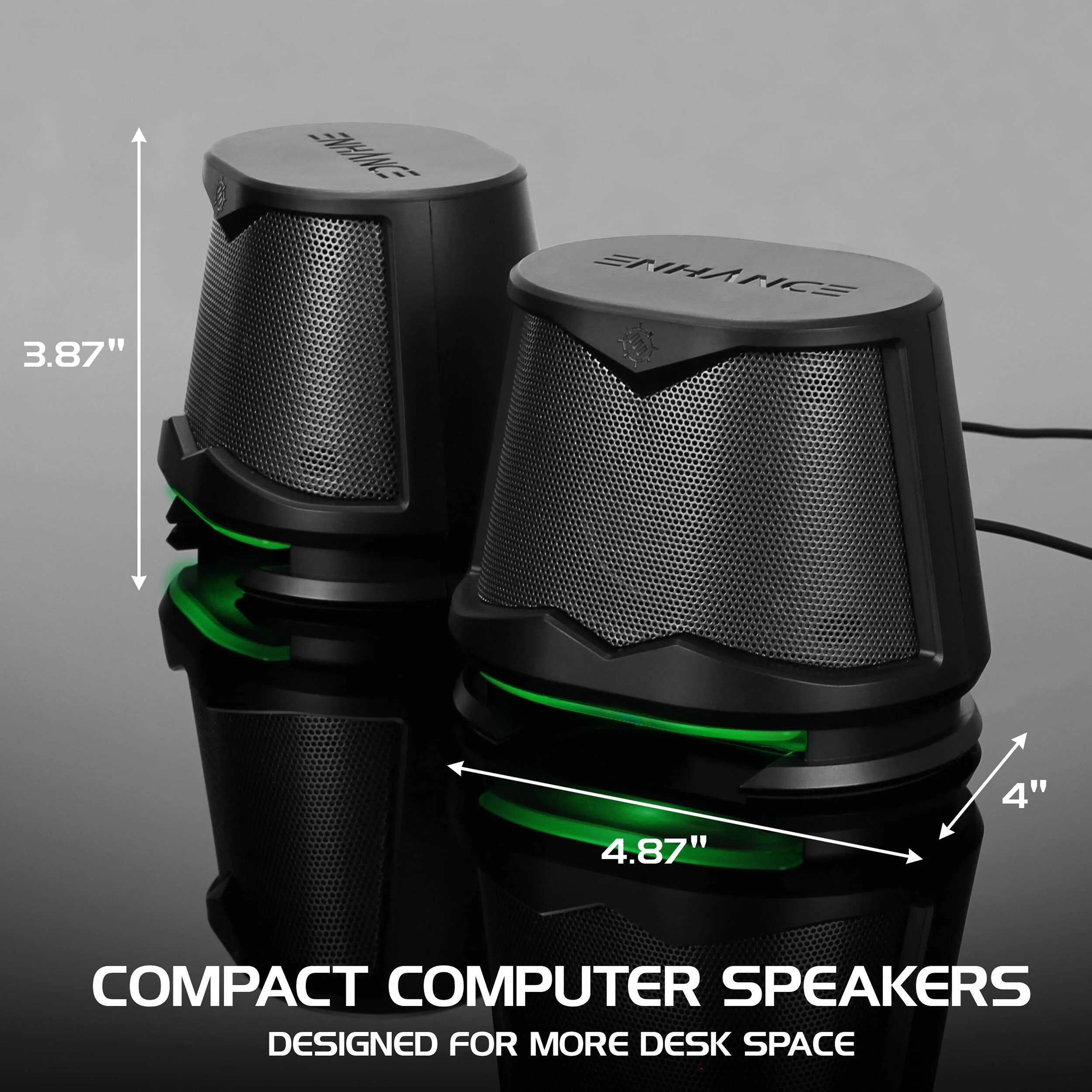 Enhance SB2 2.0 High Excursion Computer Speakers with LED Lights (Green) - Image 3