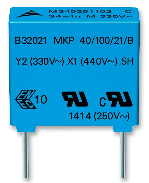 Epcos B32023A3104M000 B32023A3104M000 Safety Capacitor Metallized PP Radial Box - 2 Pin 0.1 µF ± 20% Y2 Through Hole