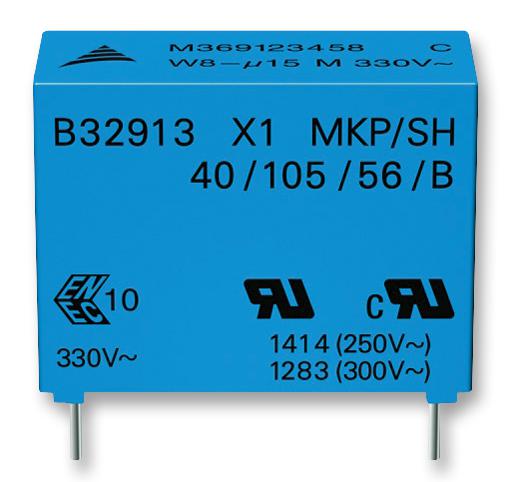 Epcos B32913A3474M000 B32913A3474M000 Safety Capacitor Metallized PP Radial Box - 2 Pin 0.47 µF ± 20% X1 Through Hole