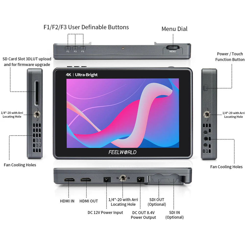 FeelWorld L7 7" 3D LUT 4K HDMI Monitor with Metal Housing - Image 5