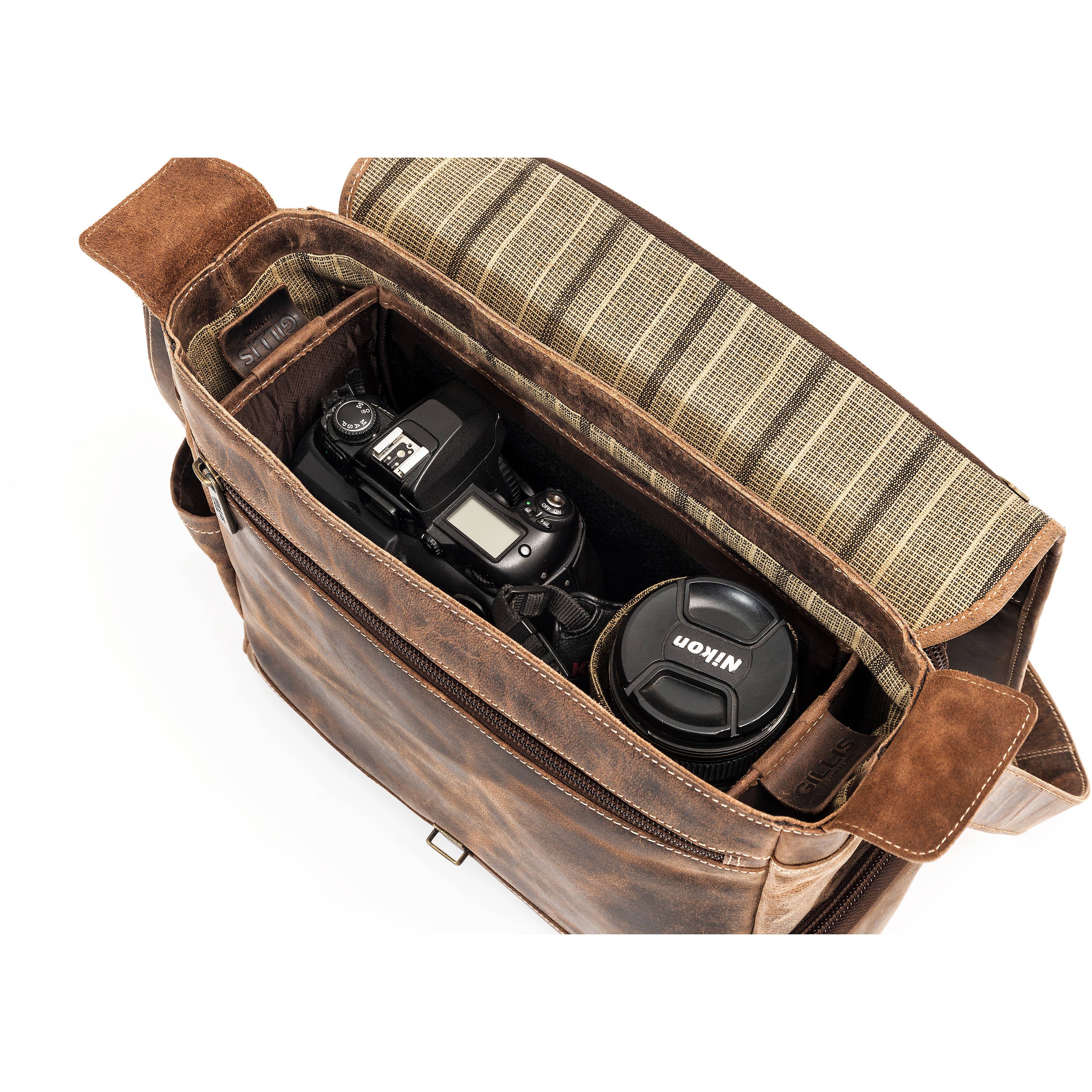 GILLIS LONDON Trafalgar Leather Messenger Bag (Brown) - Image 6