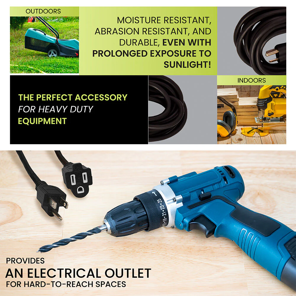 GoGreen Power 10A 125V Outdoor Extension Cord (100', Black) - Image 3