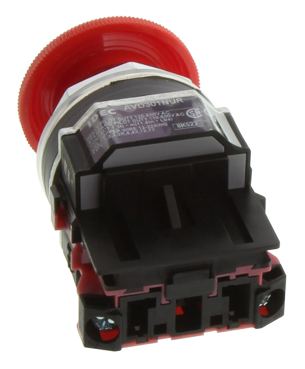Idec AVD301NUR E-STOP PB SW SPST-NC 10A 110V Screw - Image 2
