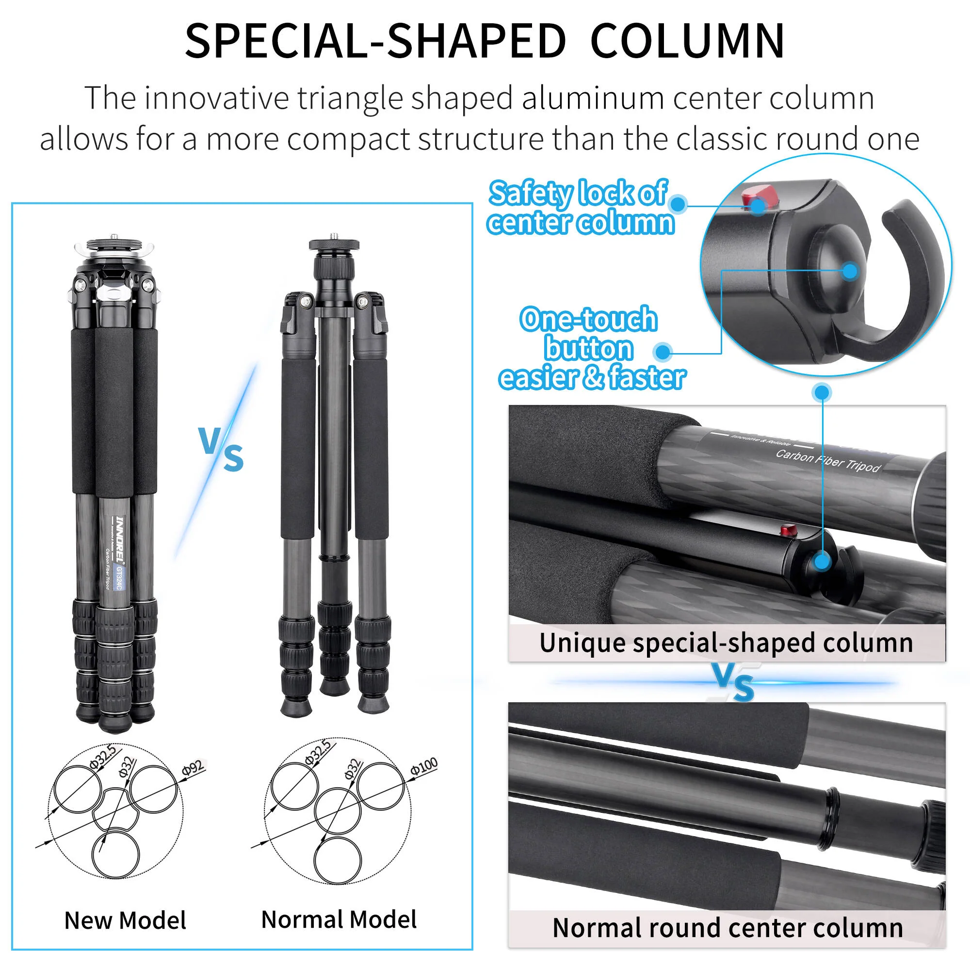 INNOREL GT324C Carbon Fiber Travel Tripod with N44 Ball Head - Image 5