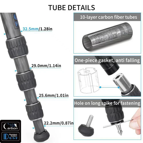 INNOREL GT324C Carbon Fiber Travel Tripod with N44 Ball Head - Image 6