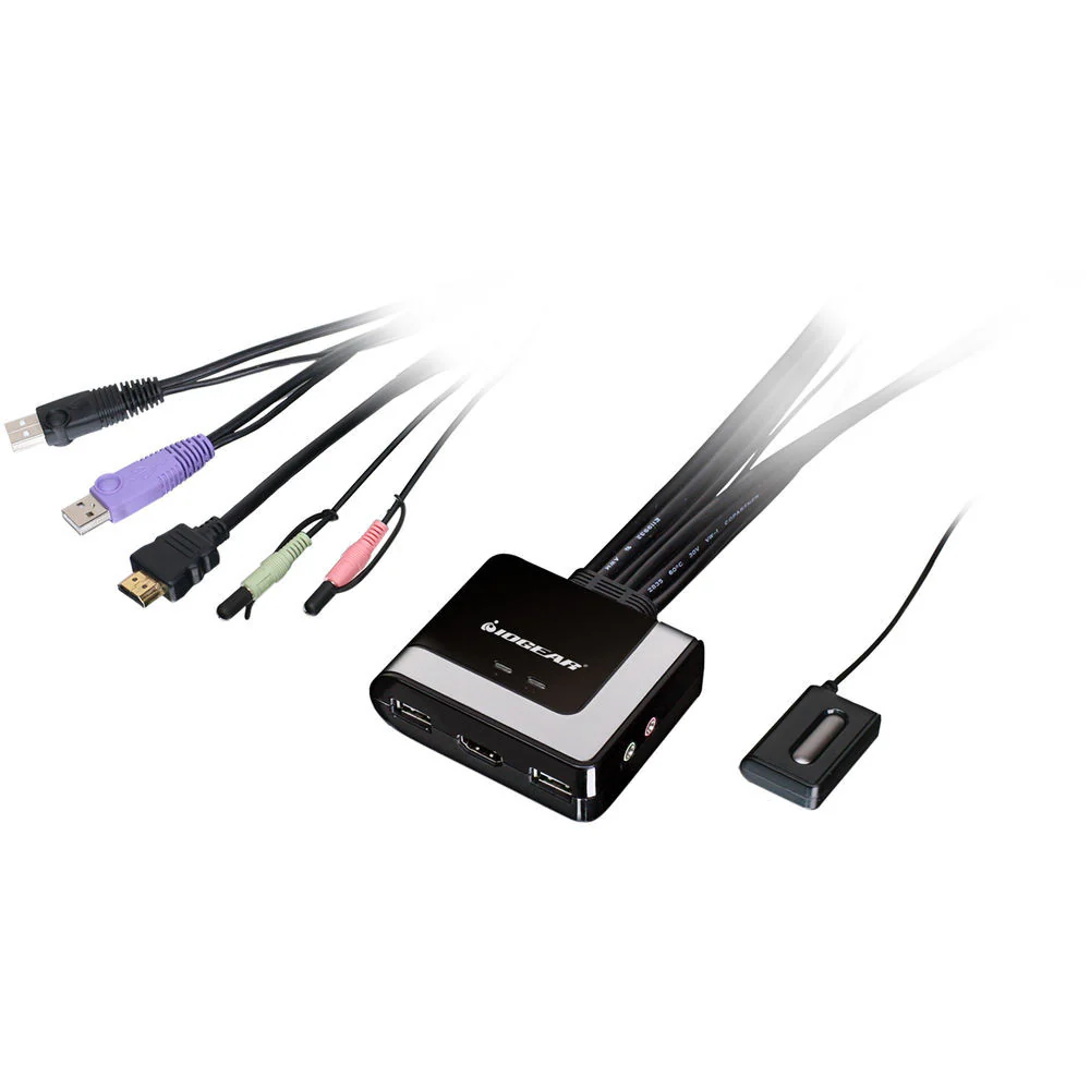 IOGEAR 2-Port HD Cable KVM Switch with DisplayPort Adapters Bundle - Image 4