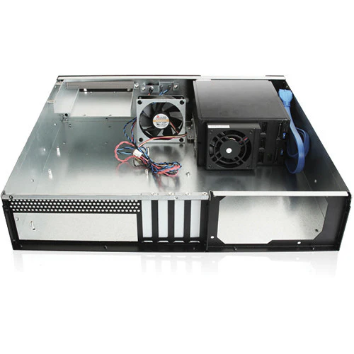 iStarUSA D-230HN-T 2U Compact 3 x 3.5" Bay Trayless Hotswap microATX Rackmount Chassis (Black) - Image 5