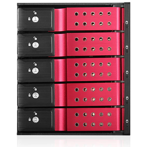 iStarUSA Trayless 3 x 5.25" to 5 x 3.5" 12 Gb/s HDD Hot-Swap Rack (Red)
