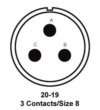 ITT Cannon MS3100E20-19S MS3100E20-19S Circular Connector MIL-DTL-5015 Series Wall Mount Receptacle 3 Contacts Solder Socket Threaded - Image 2