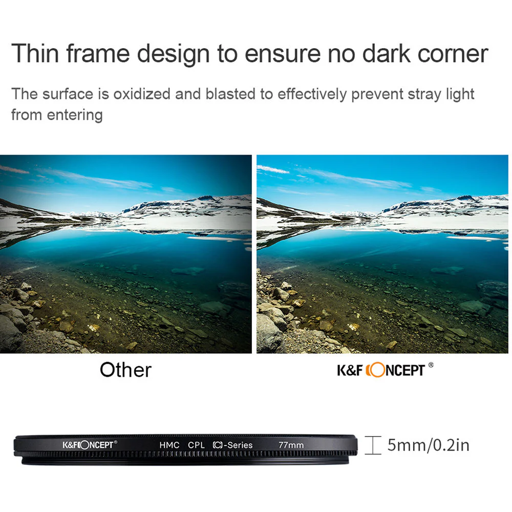 K&F Concept Classic Series Slim Multicoated Circular Polarizer Filter (62mm) - Image 5
