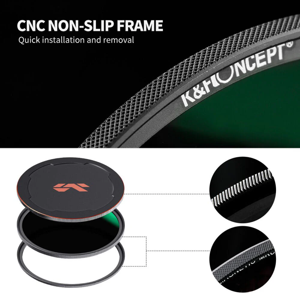 K&F Concept Nano-X Magnetic Filter with Adapter Ring & Lens Cap (77mm, 10-Stop) - Image 4