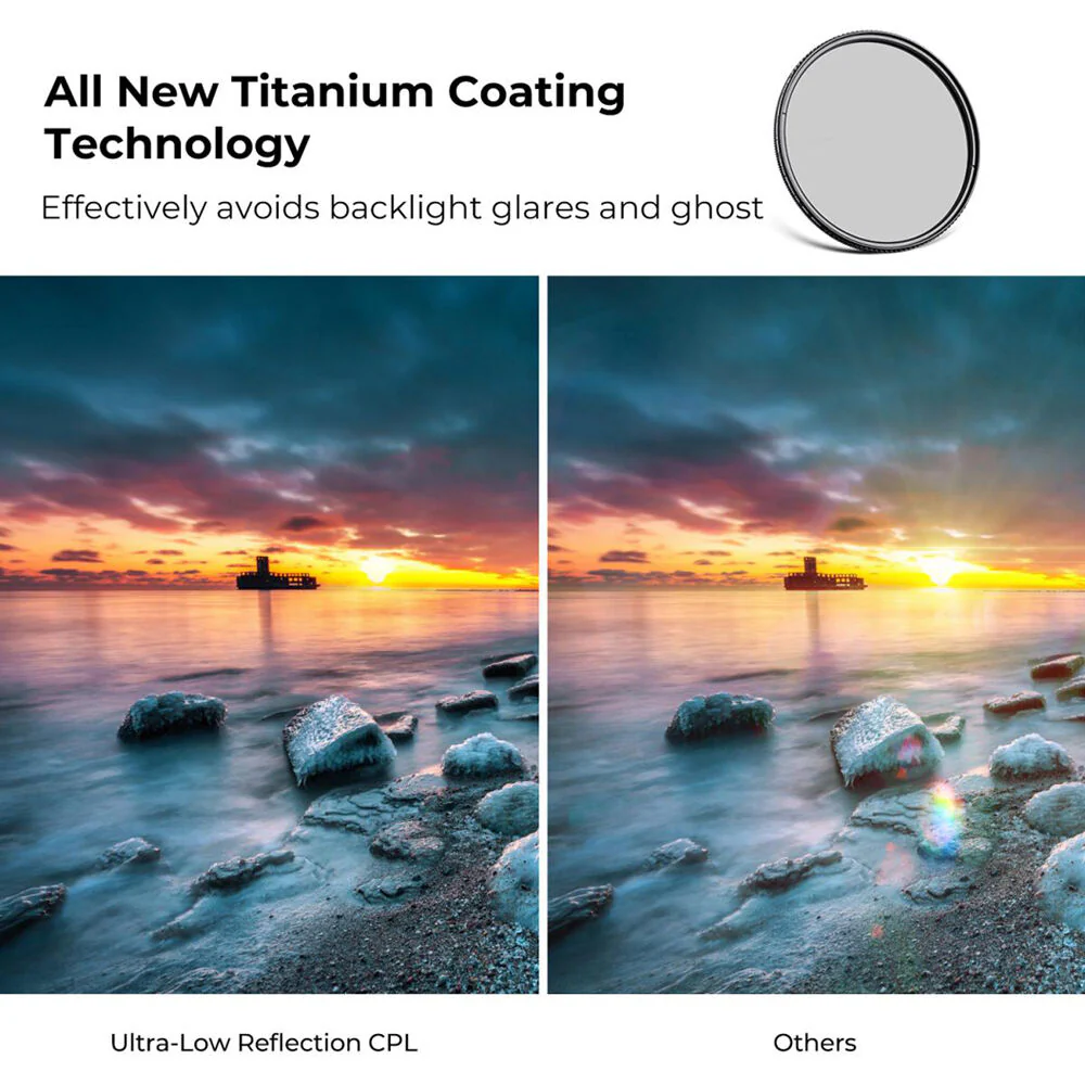 K&F Concept Nano-X Series Ultra-Low Reflection CPL Filter (58mm) - Image 4