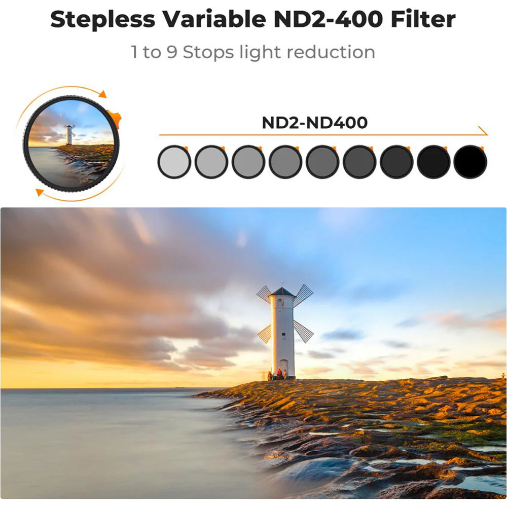 K&F Concept Nano-X Ultra-Low Reflection Variable ND Filter (55mm, 1 to 9-Stop) - Image 3