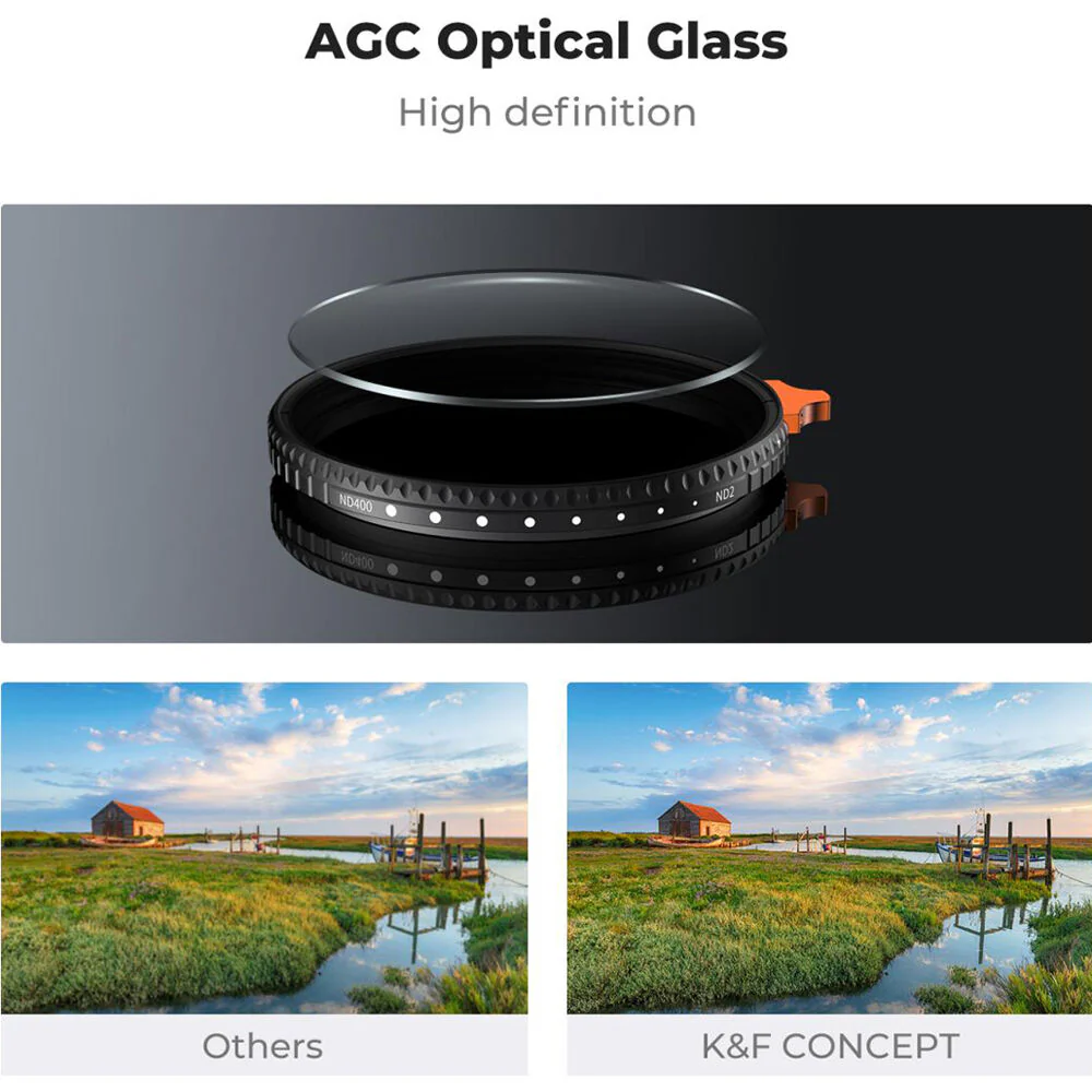 K&F Concept Nano-X Ultra-Low Reflection Variable ND Filter (58mm, 1 to 9-Stop) - Image 4