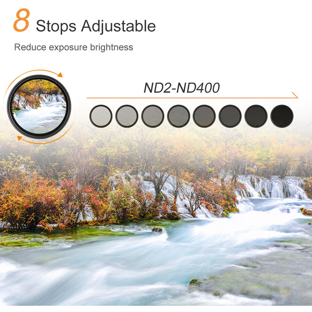 K&F Concept Variable Fader ND2-ND400 Filter (55mm) - Image 4